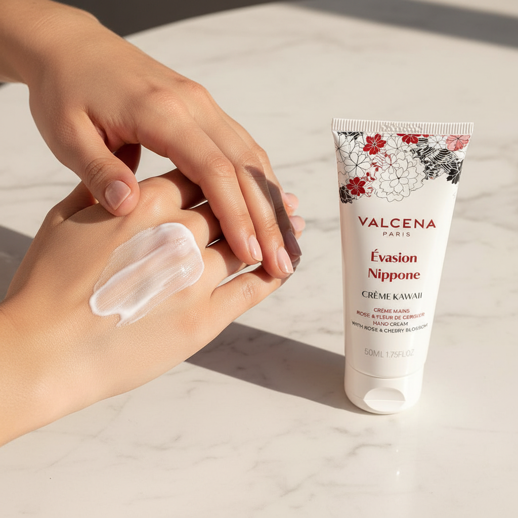 Valcena CRÈME KAWAII – Cremă de Mâini cu Trandafir de Damasc și Floare de Cireș