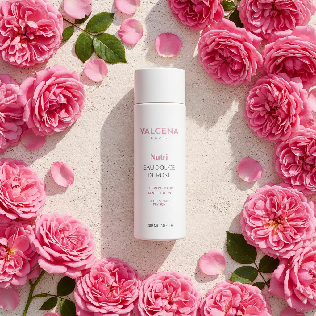 Valcena EAU DOUCE DE ROSE – vedere de sus, apă florală de Trandafir pentru ten sensibil
