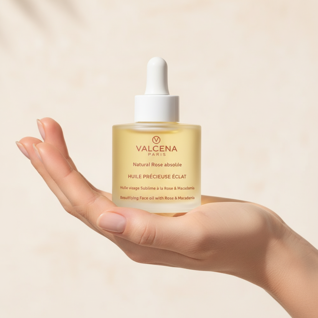 Valcena HUILE PRÉCIEUSE ÉCLAT – Ulei Facial Radiant cu Trandafir de Damasc și Macadamia